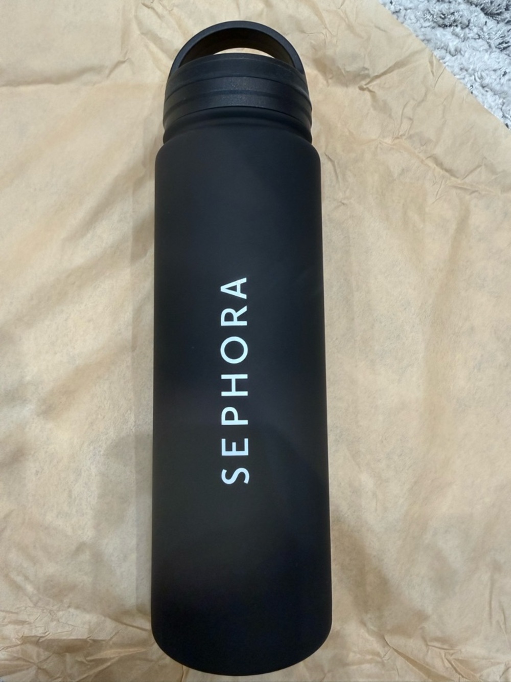 Sephora Matte Black Travel Water Bottle with QR Lid